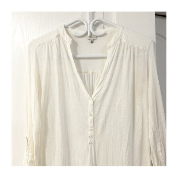 Aritzia Babaton Julien Shirt Blouse Top Rolled Sleeve White Neutral Size XS - Picture 3 of 10